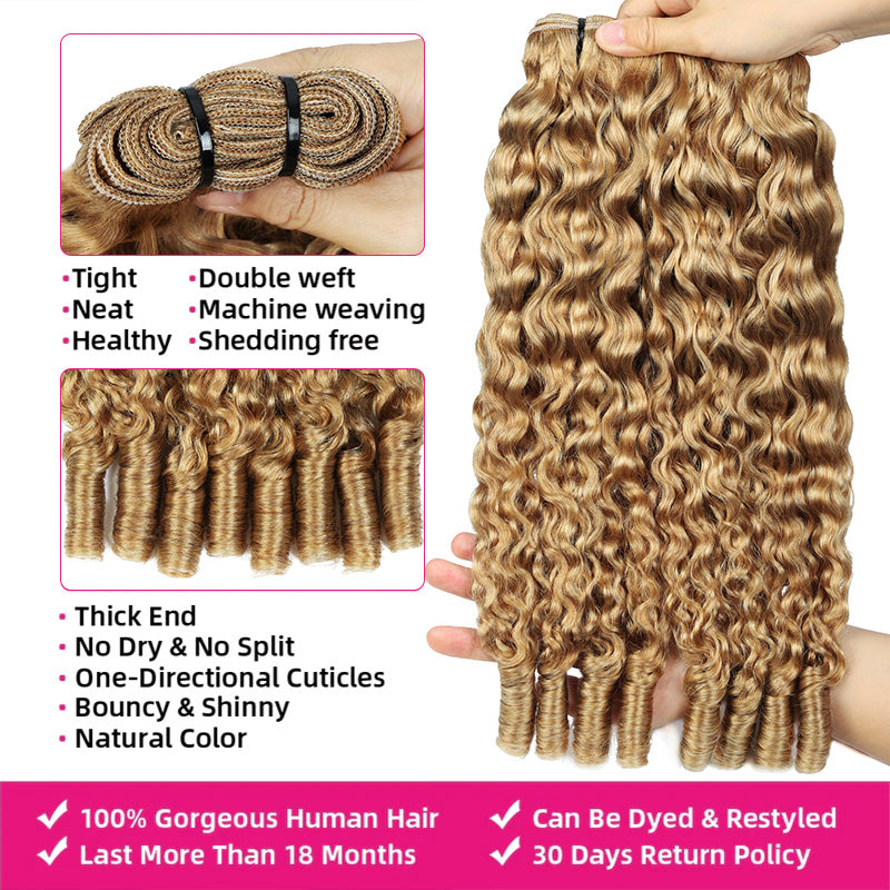 Hairsmarket Burmese Curly Bundles #27 Hony Blonde Color Burmese Pix Curls Raw Virgin Human Hair Weave Bundle
