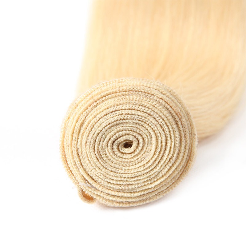 613# Blonde Hair 3 Bundles Virgin Straight Human Hair Weave