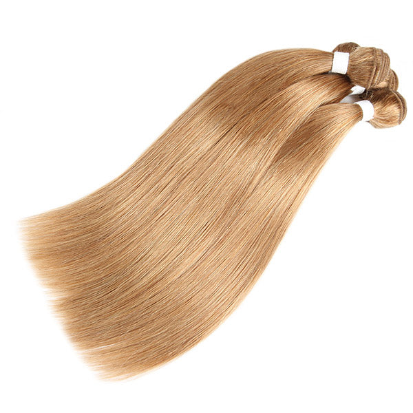 #27 Straight Hair With Closure Virgin Human Hair Colored 3 Bundles With 4x4 Closure
