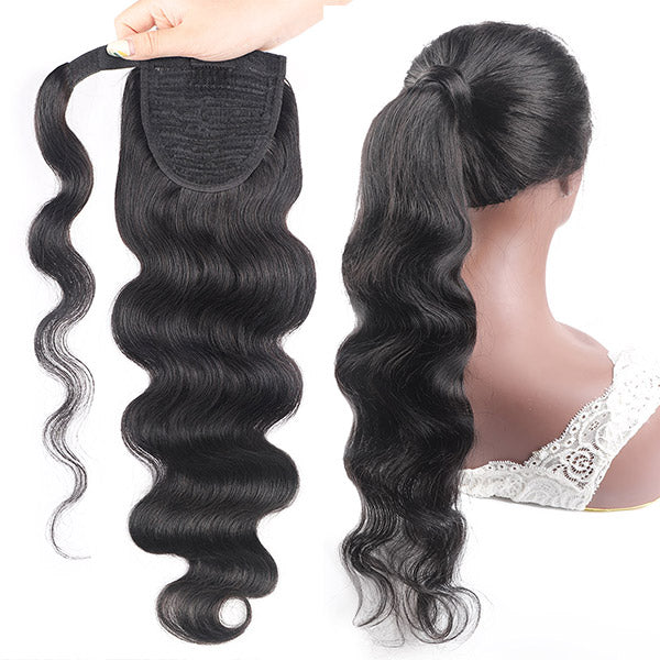 Body Wave Drawstring Ponytail Virgin Human Hair Wrap Around Hair Extensions