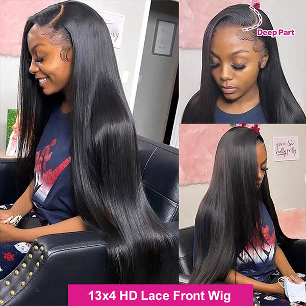 34''-40'' Long Straight Human Hair Wig 13x4 HD Lace Front Wigs Affordable Glueless Lace Wigs