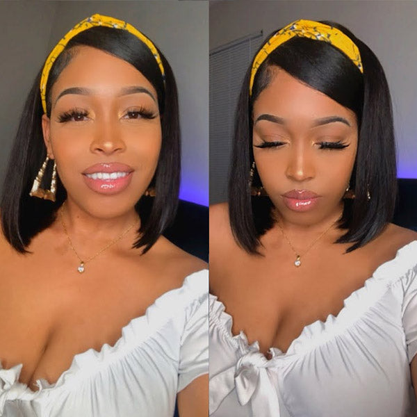 Headband Bob Straight Wigs Short Human Hair Half Wigs Cheap Glueless Wigs