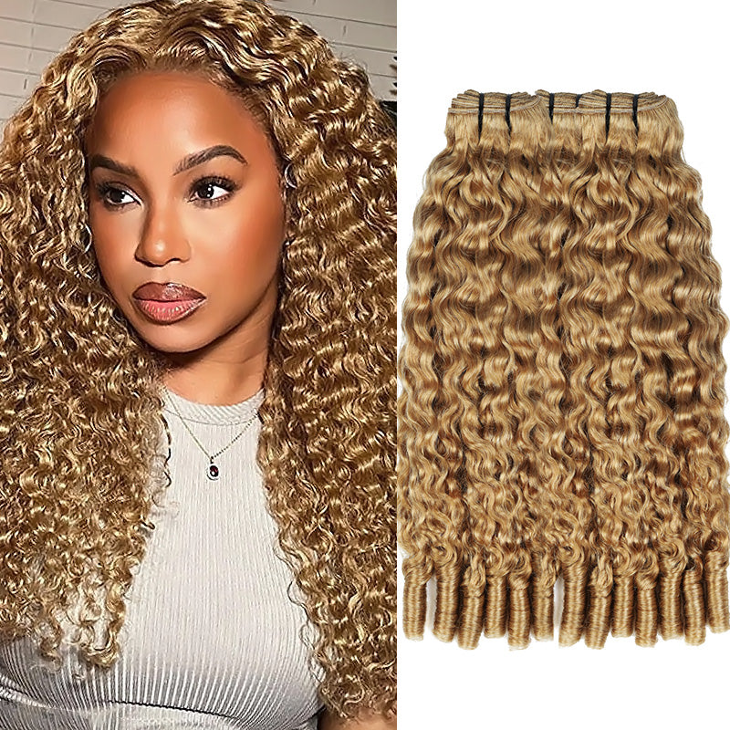 Hairsmarket Burmese Curly Bundles #27 Hony Blonde Color Burmese Pix Curls Raw Virgin Human Hair Weave Bundle