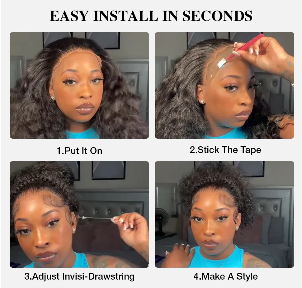 Hairsmarket Water Wave Invisi Strap Snug Fit for 360 Skin Lace Frontal Pre-cut & Pre-bleached Human Hair Wig