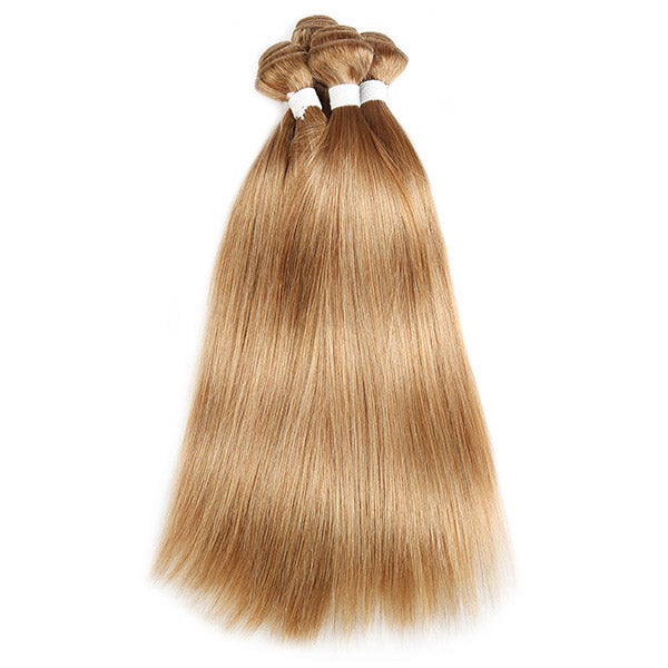 #27 Straight Hair With Closure Virgin Human Hair Colored 3 Bundles With 4x4 Closure