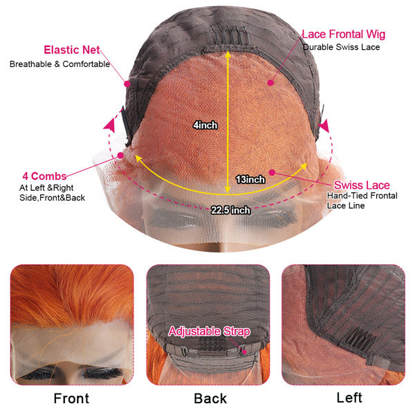Ginger Lace Wig 13x4 HD Lace Front Wigs 180% Density Body Wave Human Hair Colored Wigs With Pre Plucked