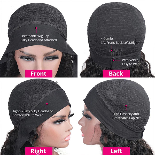 Headband Bob Straight Wigs Short Human Hair Half Wigs Cheap Glueless Wigs