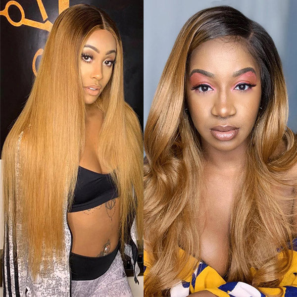 Chestnut Brown U Part Wigs, Honey Blonde Upart Human Hair Wigs