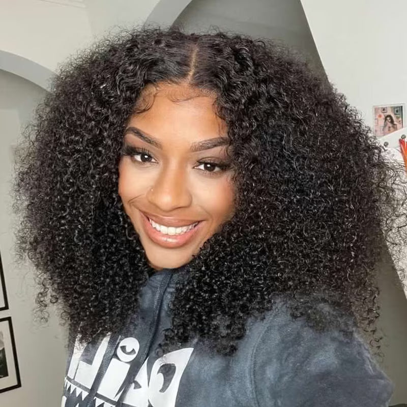 Hairsmarket Wear & Go Kinky Curly Glueless Wigs 13x4 Lace Front Wigs Bleached Knots 5x5 HD Lace Closure Wigs