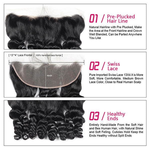 Ishow 8A Loose Wave Lace Frontal 13*4 Lace Closure 100% Human Hair
