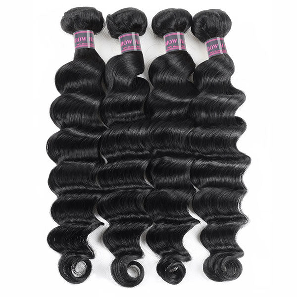 Ishow Virgin Loose Deep Wave Human Hair 4 Bundles 100% Malaysian Hair