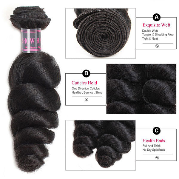 Ishow Non Remy Hair Brazilian Virgin Loose Wave 3 Bundles Human Hair Deals