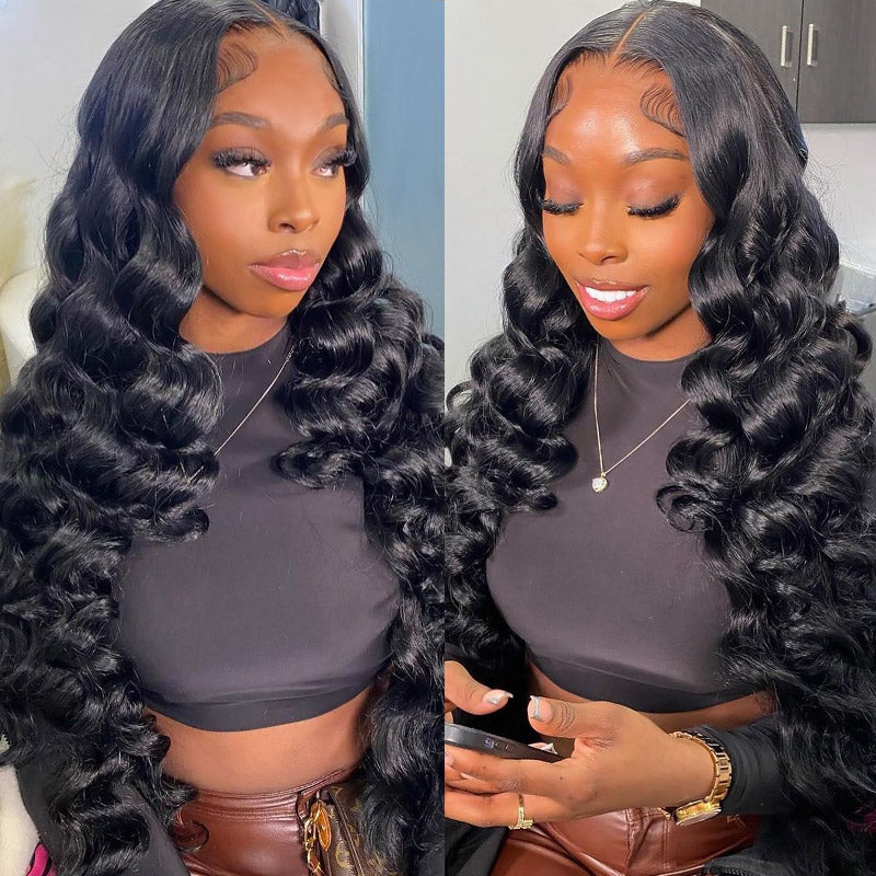 Pre Plucked Real HD Lace Frontal Wig 13x6 Loose Deep Wear & Go Glueless Wigs 180%