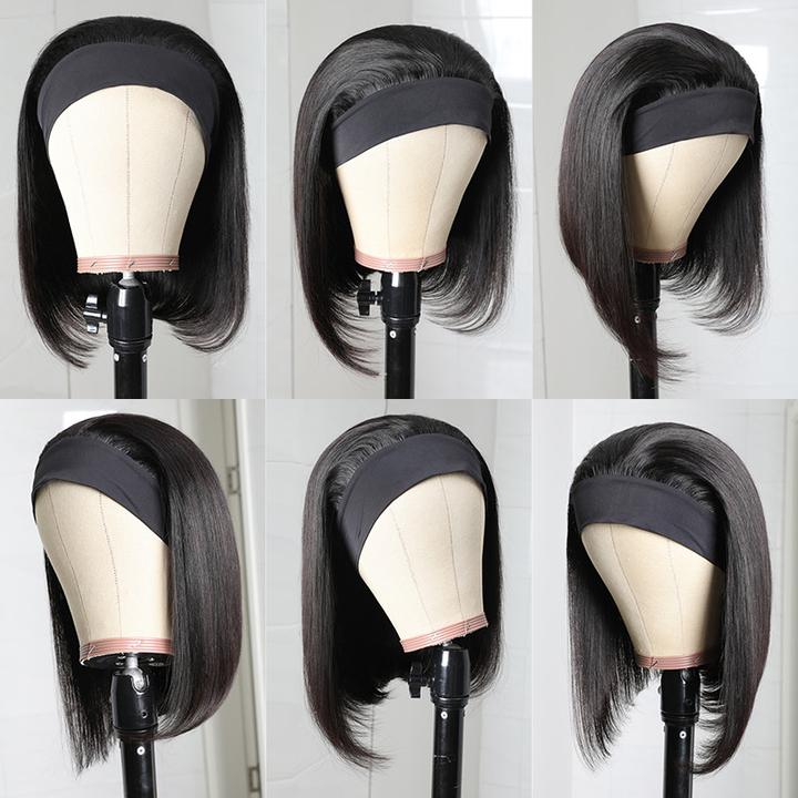 Headband Bob Straight Wigs Short Human Hair Half Wigs Cheap Glueless Wigs