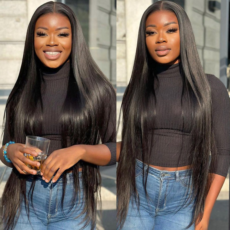 Wear & Go Pre Plucked Glueless Wigs 13x6 Invisible HD Lace Wig Straight Dome Cap Wig