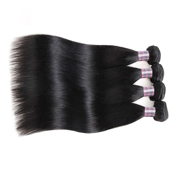 Ishow Brazilian Straight Hair Lace Frontal Closure With 4 Bundles Human Hair Weave