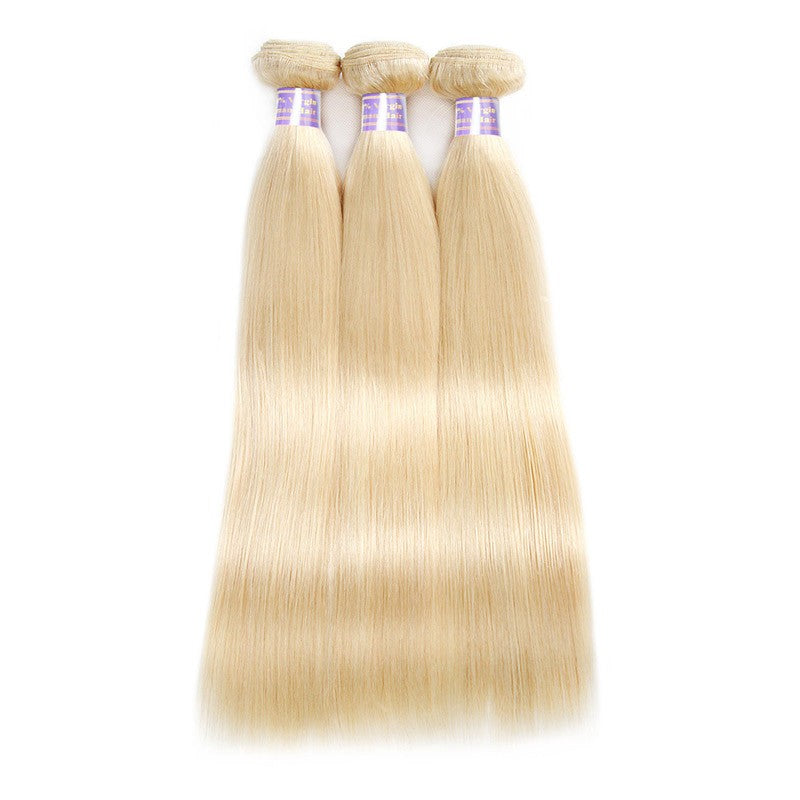 613# Blonde Hair 3 Bundles Virgin Straight Human Hair Weave