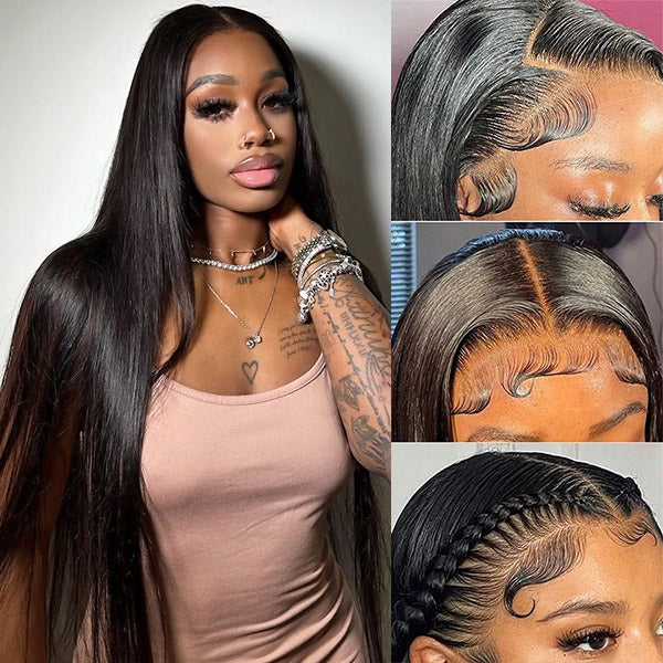 34''-40'' Long Straight Human Hair Wig 13x4 HD Lace Front Wigs Affordable Glueless Lace Wigs