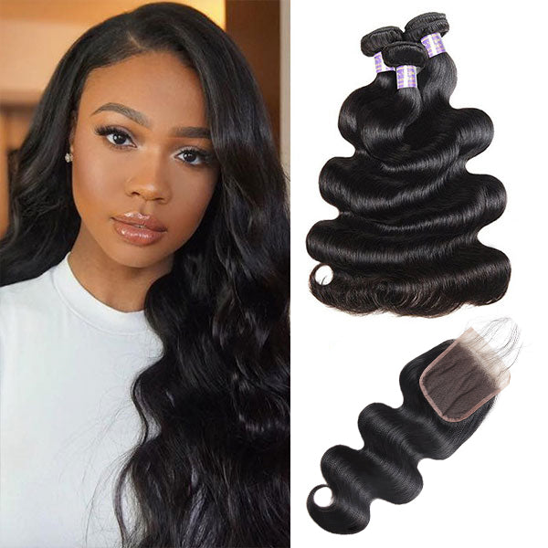 9A Allove Body Wave Virgin Hair 3 Bundles With One FREE Closure