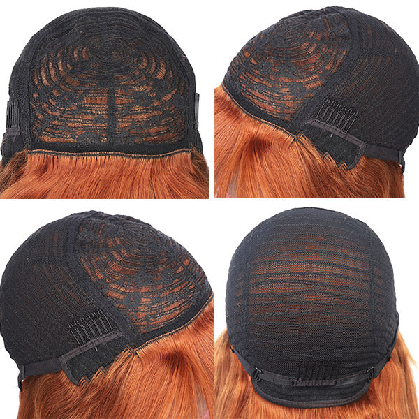 Ginger Color Human Hair Wigs With Bangs 100% Virgin Human Hair Wigs For Black Women