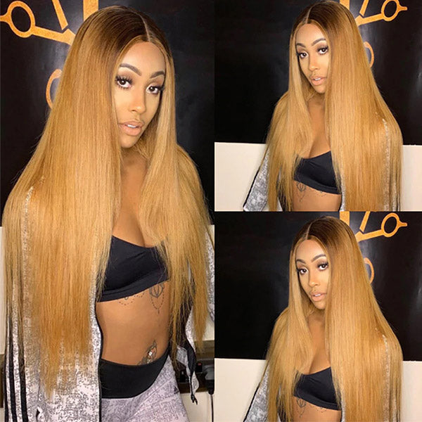 Chestnut Brown U Part Wigs, Honey Blonde Upart Human Hair Wigs