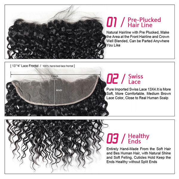 Ishow Water Wave 13*4 Ear To Ear Lace Closure Unprocessed Water Wave Human Hair