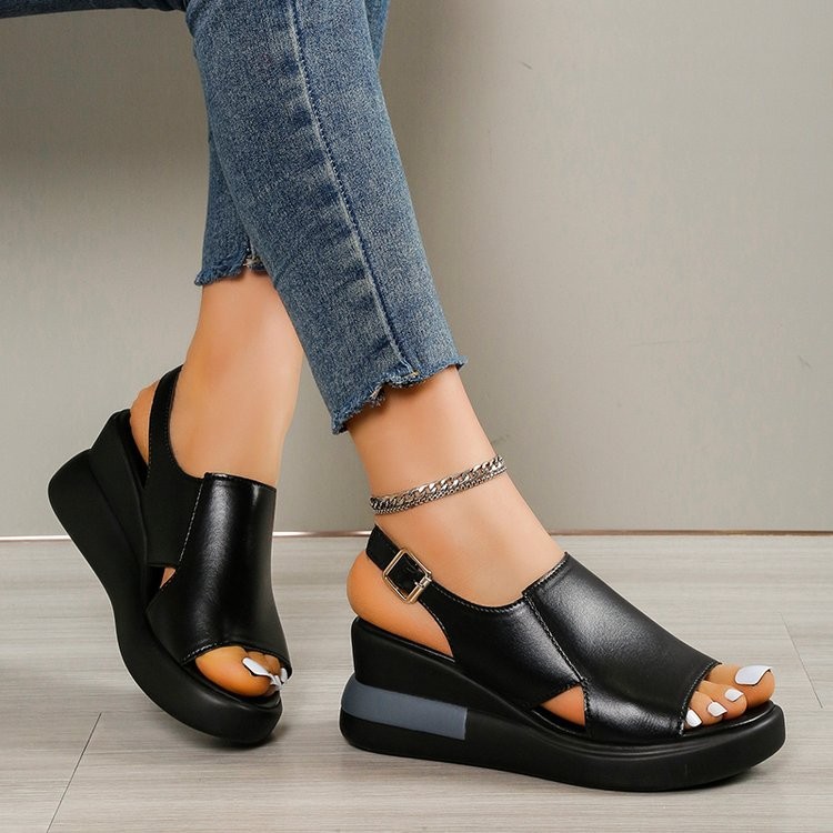 【🎉 Summer Best-Seller】 Women's Genuine Leather Wedge Sandals