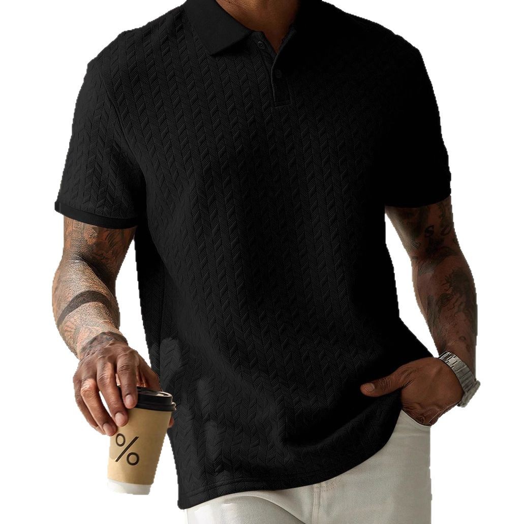 Men's solid-color short-sleeve shirt with a collar and front button closure