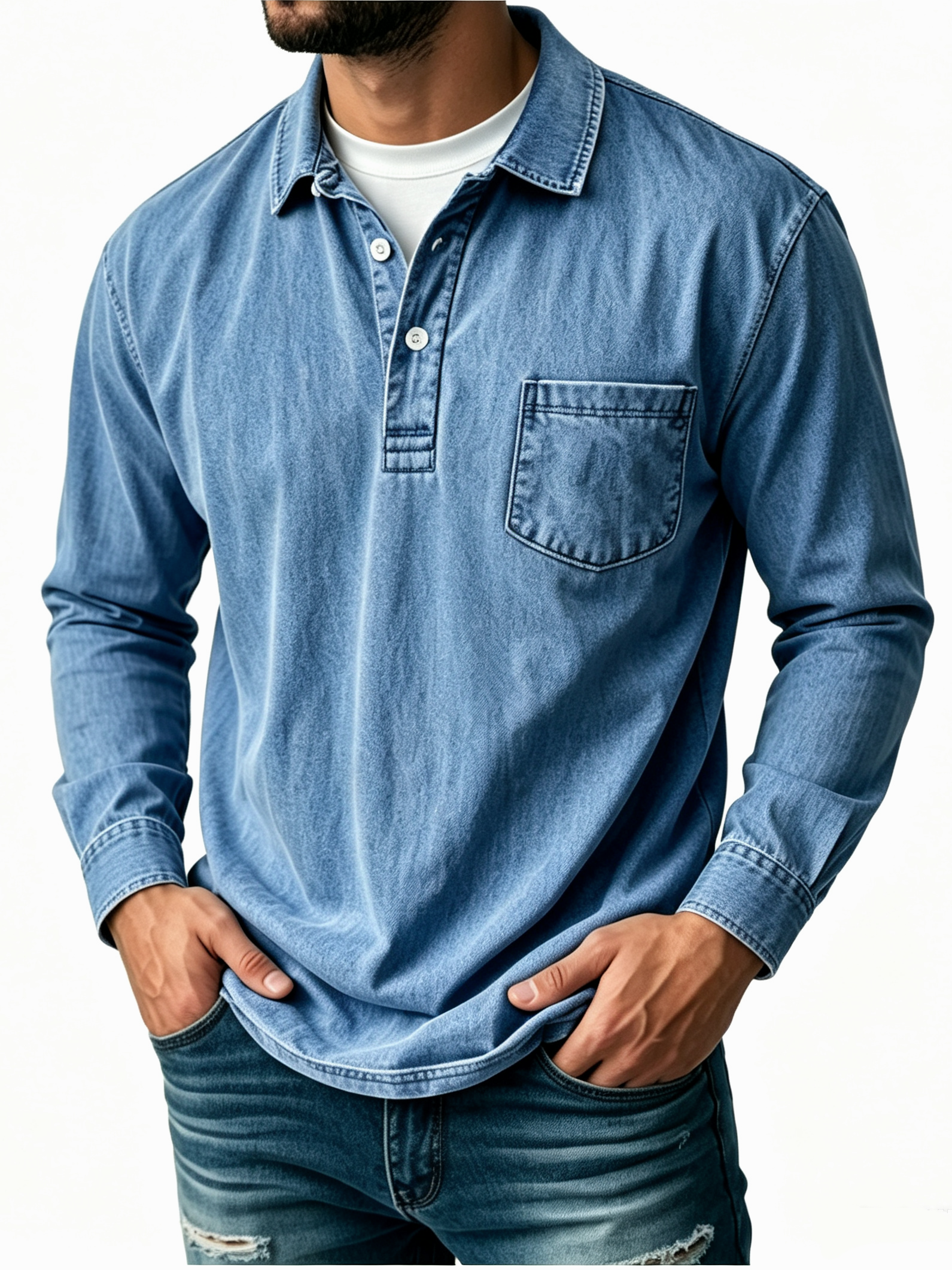 【Clearance sale, 49% off🎉🎉🎉】Men's Casual Washed Cotton-Linen Polo Shirt