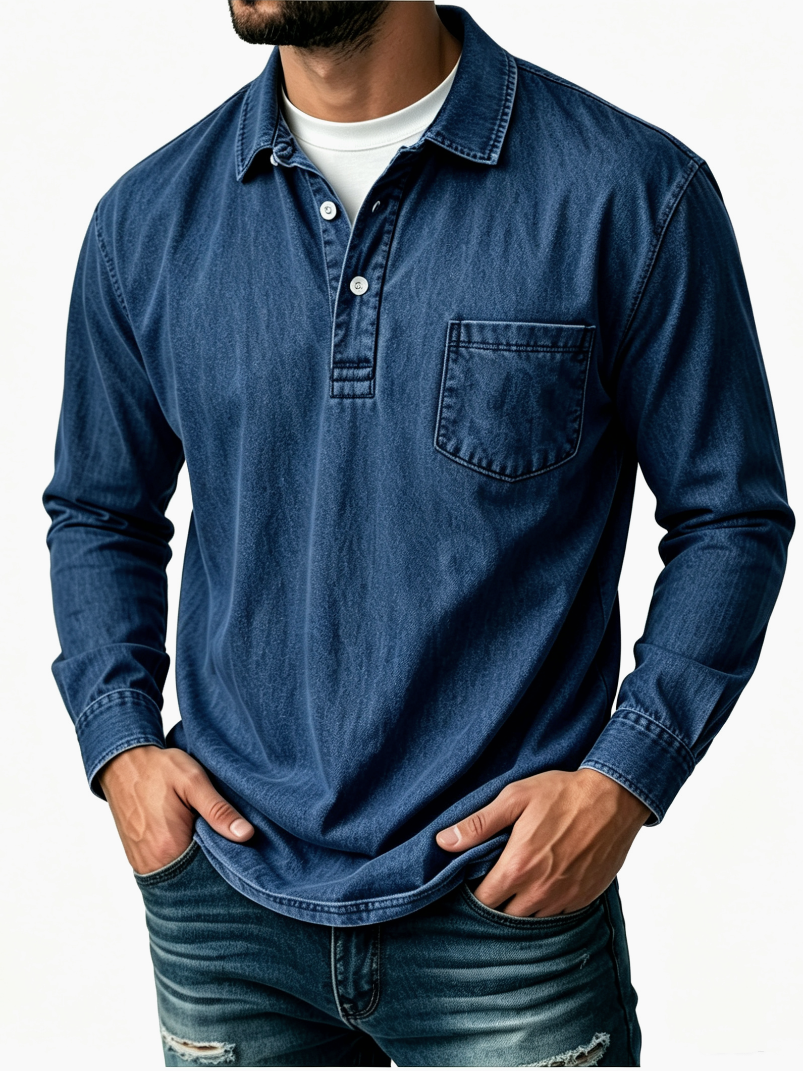 【Clearance sale, 49% off🎉🎉🎉】Men's Casual Washed Cotton-Linen Polo Shirt