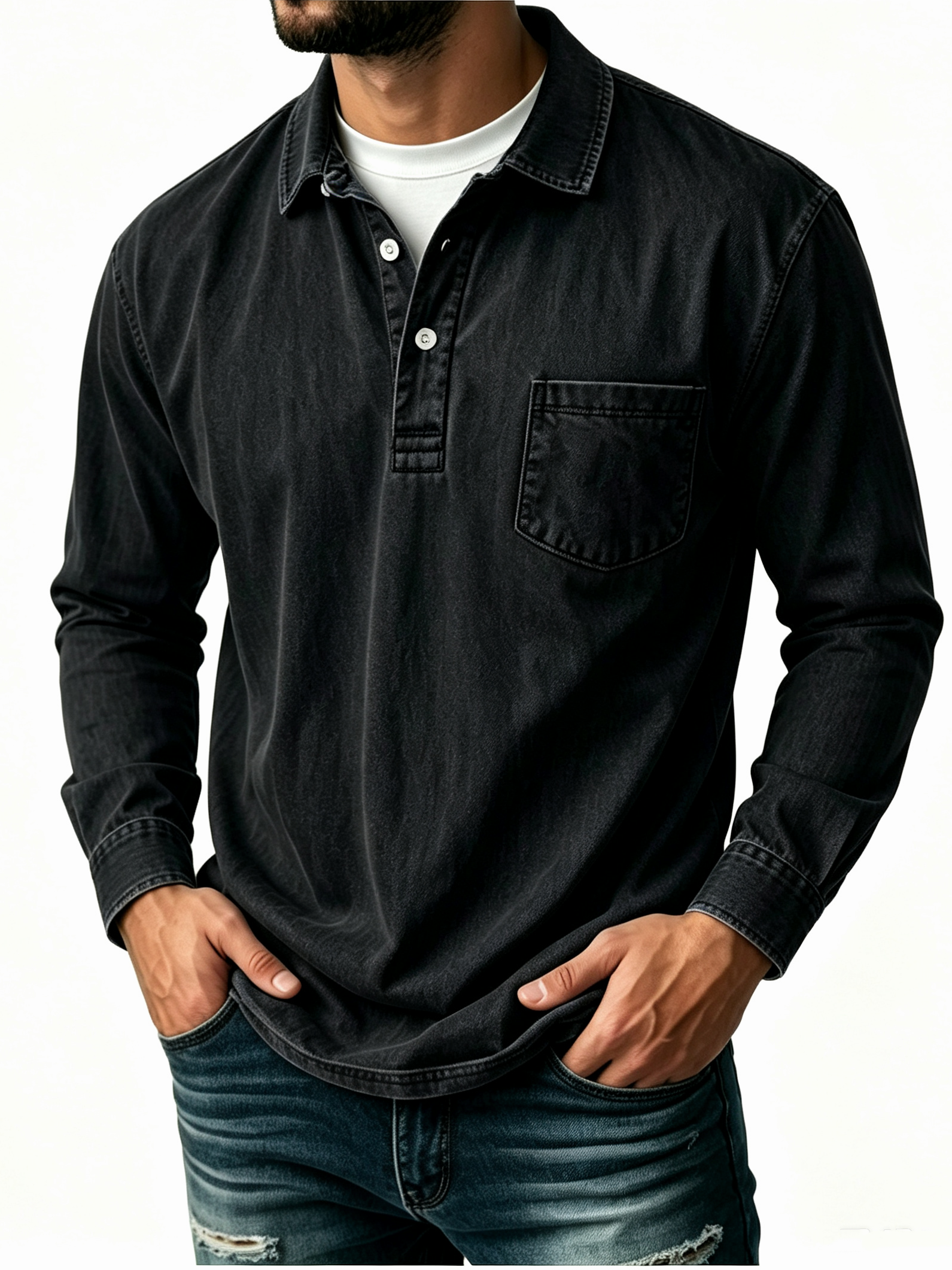 【Clearance sale, 49% off🎉🎉🎉】Men's Casual Washed Cotton-Linen Polo Shirt