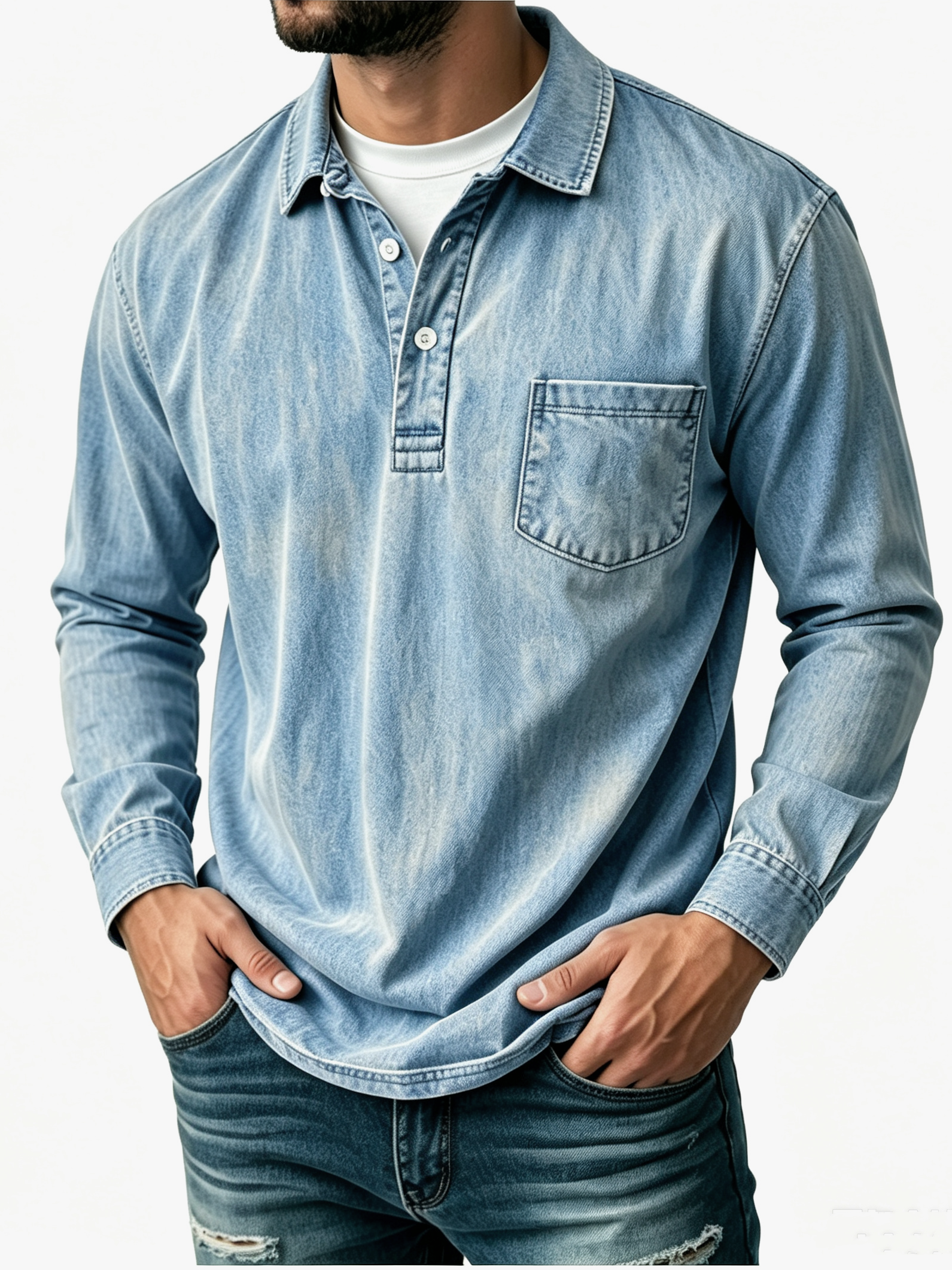 【Clearance sale, 49% off🎉🎉🎉】Men's Casual Washed Cotton-Linen Polo Shirt