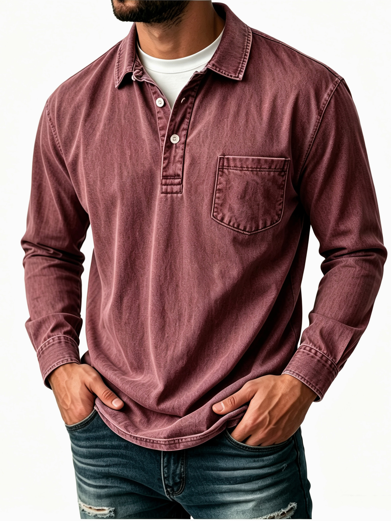 【Clearance sale, 49% off🎉🎉🎉】Men's Casual Washed Cotton-Linen Polo Shirt