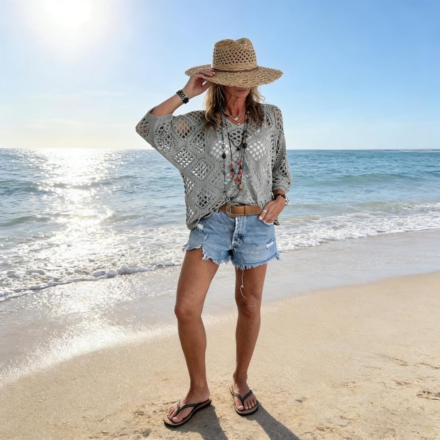 🌿 Hand-crocheted V-neck Bohemian Style Top