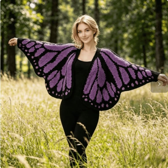 🧶🦋Butterfly Knitted Shawl Cape cardigan Outerwear