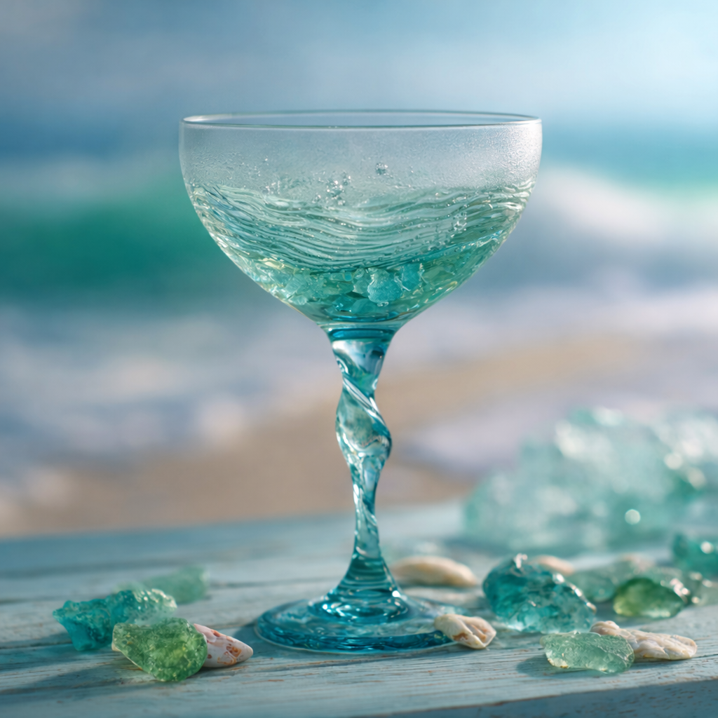 🌊🍷 Ocean Wave Sea Glass Wine Glass