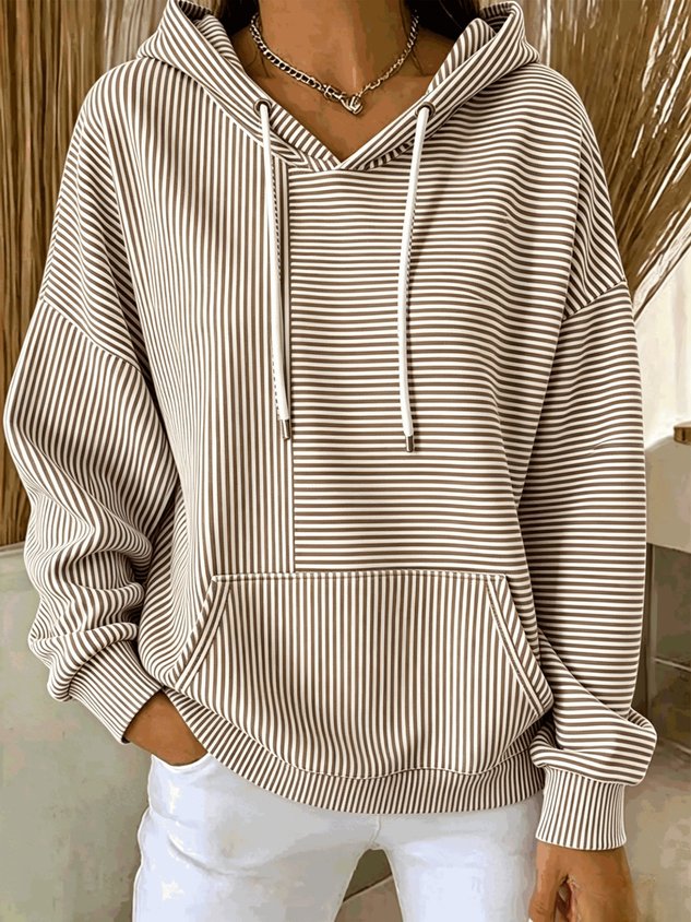 New Arrivals 49% off🔥Women Striped Long Sleeve Casual Daily Spring/Fall Hoodie