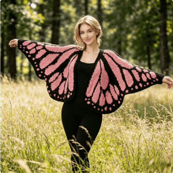 🧶🦋Butterfly Knitted Shawl Cape cardigan Outerwear