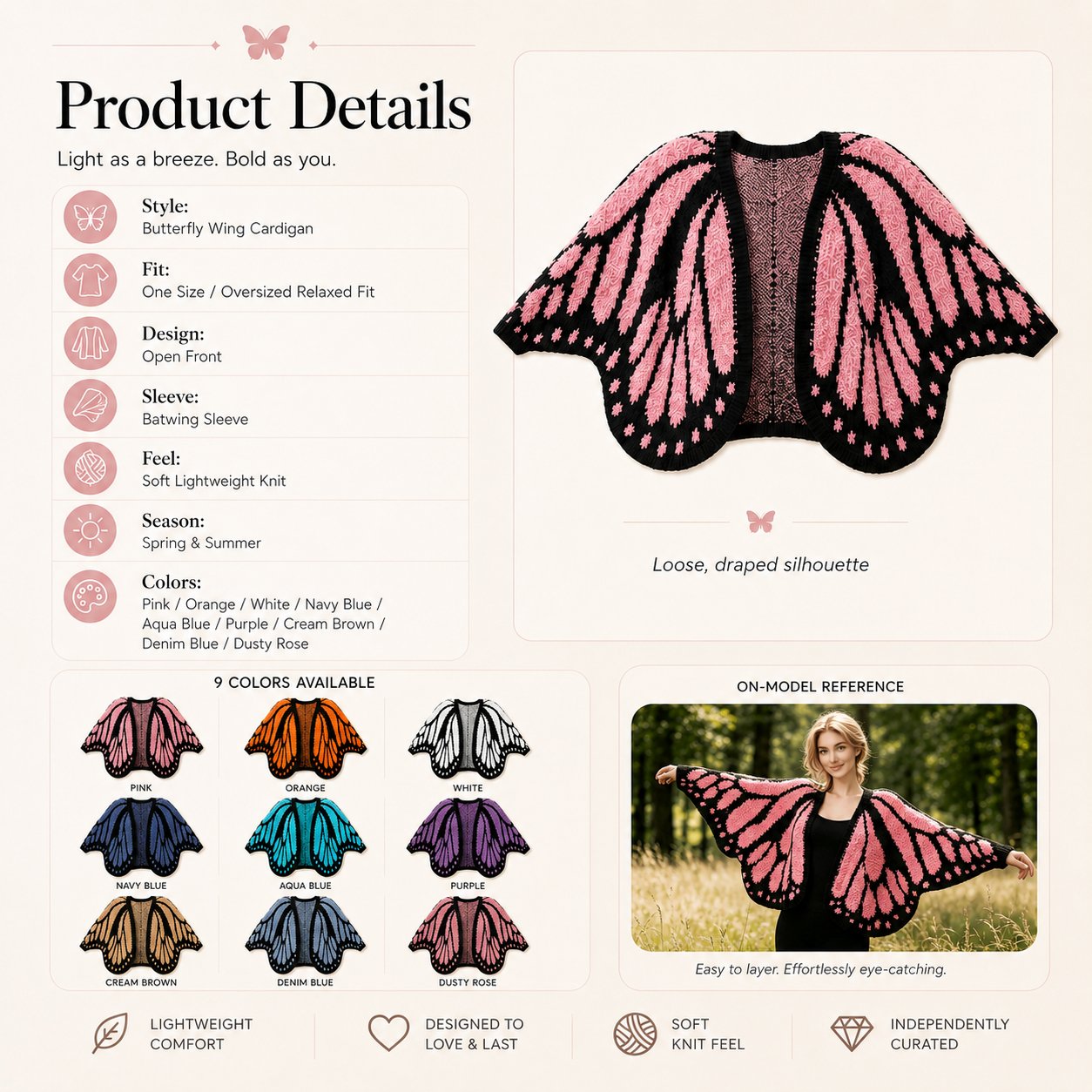 🧶🦋Butterfly Knitted Shawl Cape cardigan Outerwear