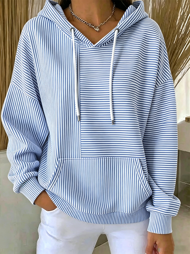 New Arrivals 49% off🔥Women Striped Long Sleeve Casual Daily Spring/Fall Hoodie