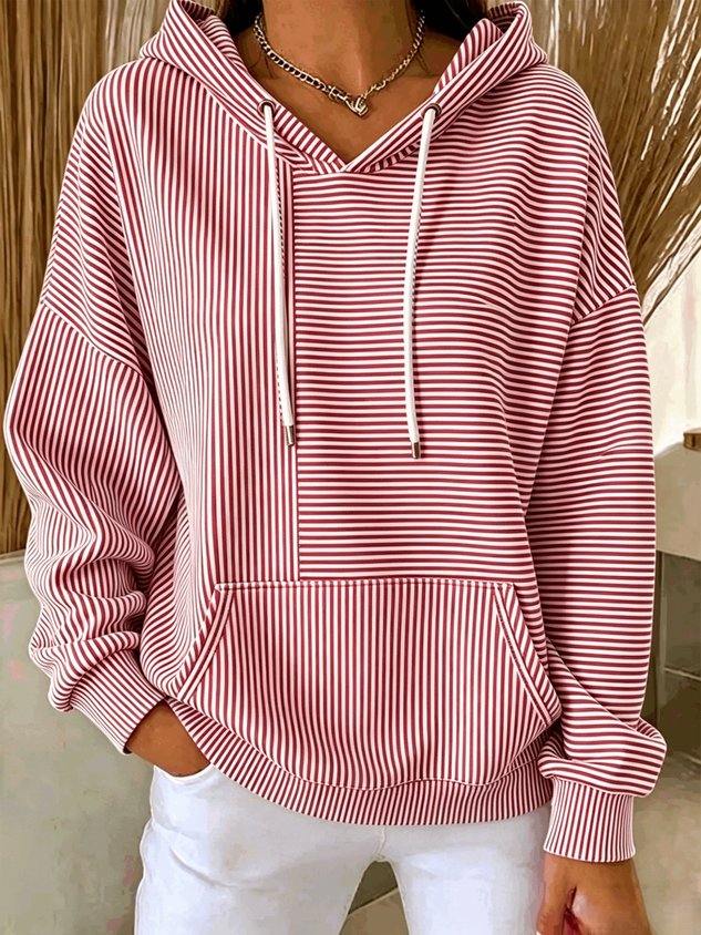 New Arrivals 49% off🔥Women Striped Long Sleeve Casual Daily Spring/Fall Hoodie