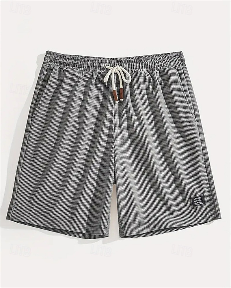 Men's Waffle Shorts Shorts Summer Shorts Casual Shorts Pocket Elastic Waist Drawstring Plain Comfort Breathable Knee Length Outdoor Vacation Sport Casual Black White Micro-elastic 2026 - BHD 9.19 &ndash;P15