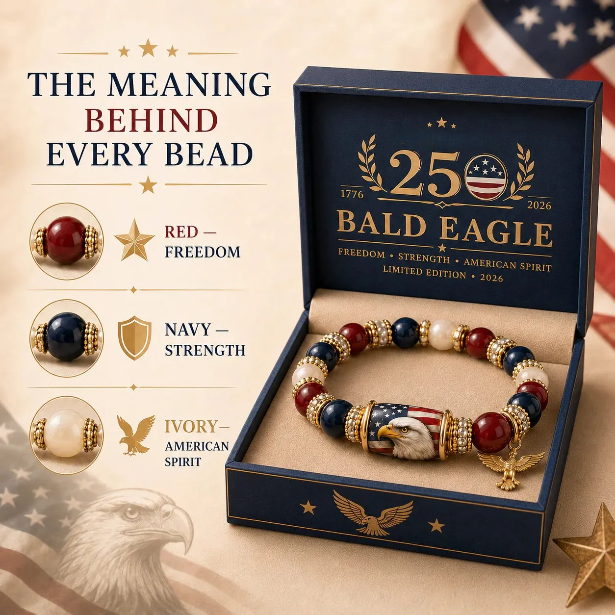 🇺🇸 Celebrate Freedom & Honor  | 2026 USA 250th Anniversary Limited Edition Bracelet  - With Limited-Edition Gift Box