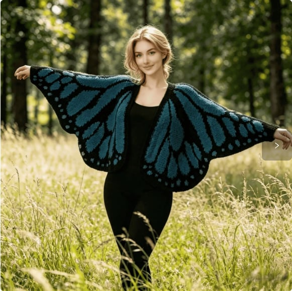🧶🦋Butterfly Knitted Shawl Cape cardigan Outerwear