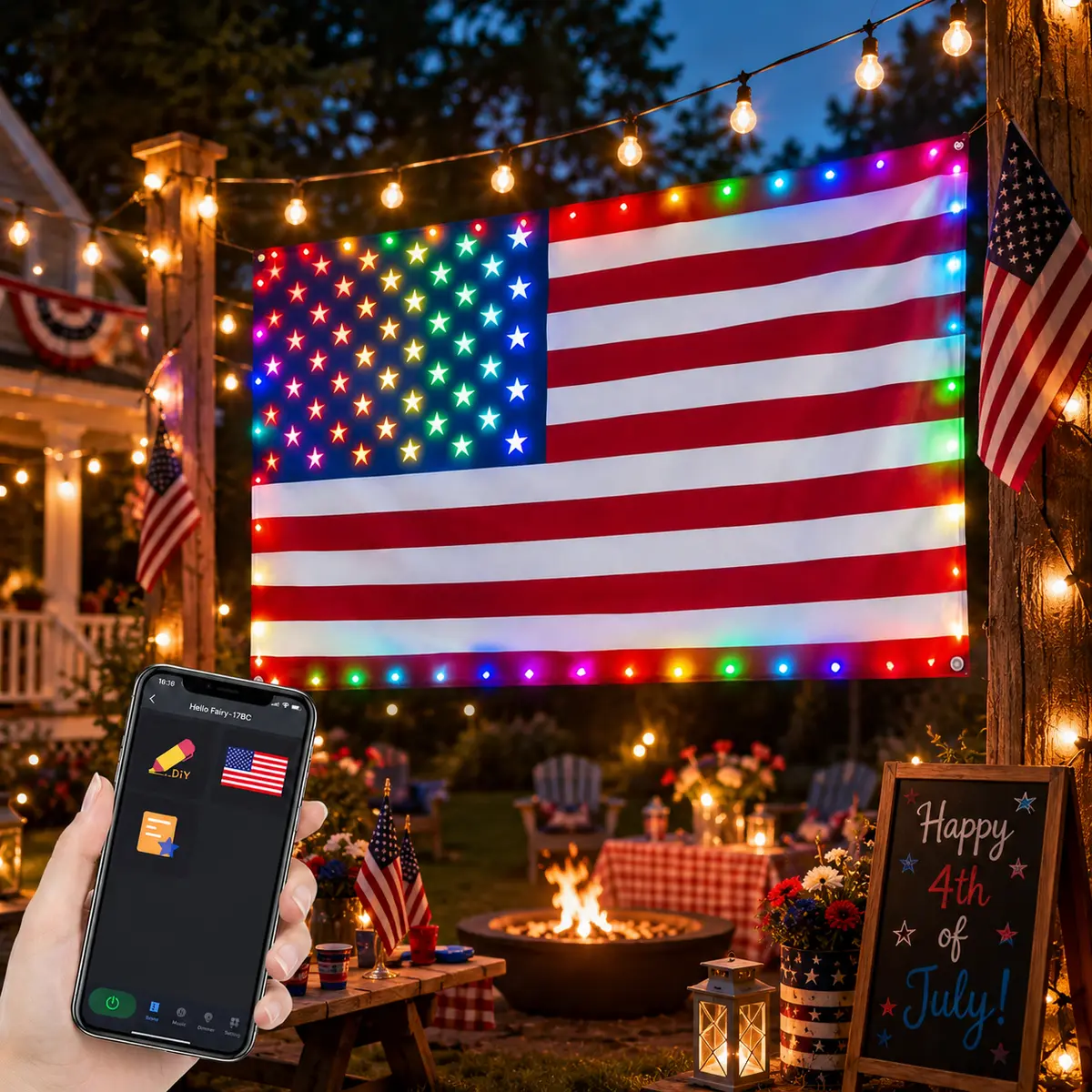 Smart LED American Flag Lights - 3x5 FT Music Sync