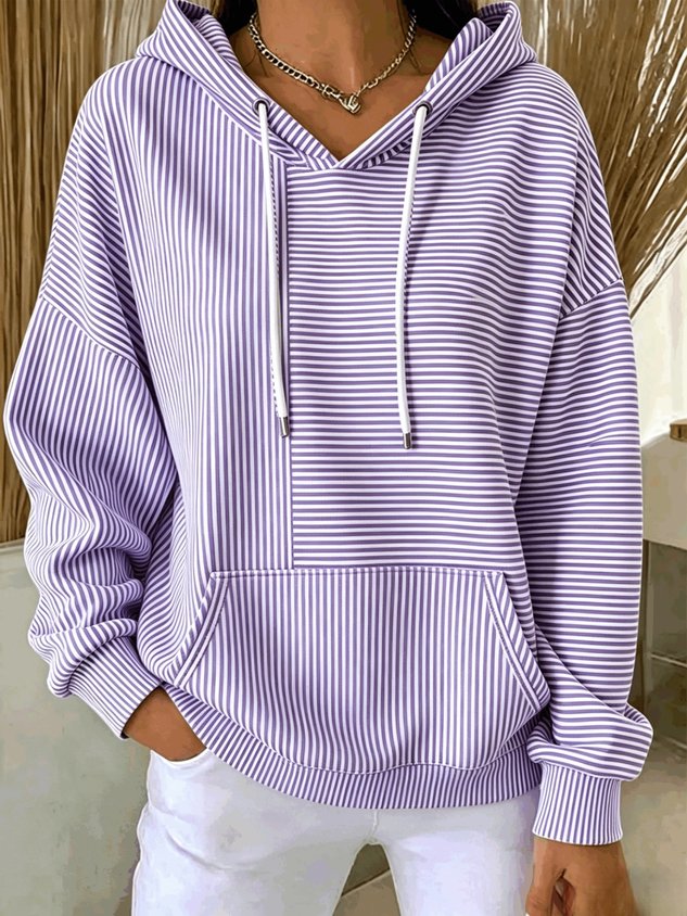 New Arrivals 49% off🔥Women Striped Long Sleeve Casual Daily Spring/Fall Hoodie