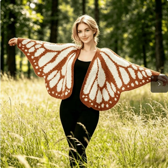 🧶🦋Butterfly Knitted Shawl Cape cardigan Outerwear