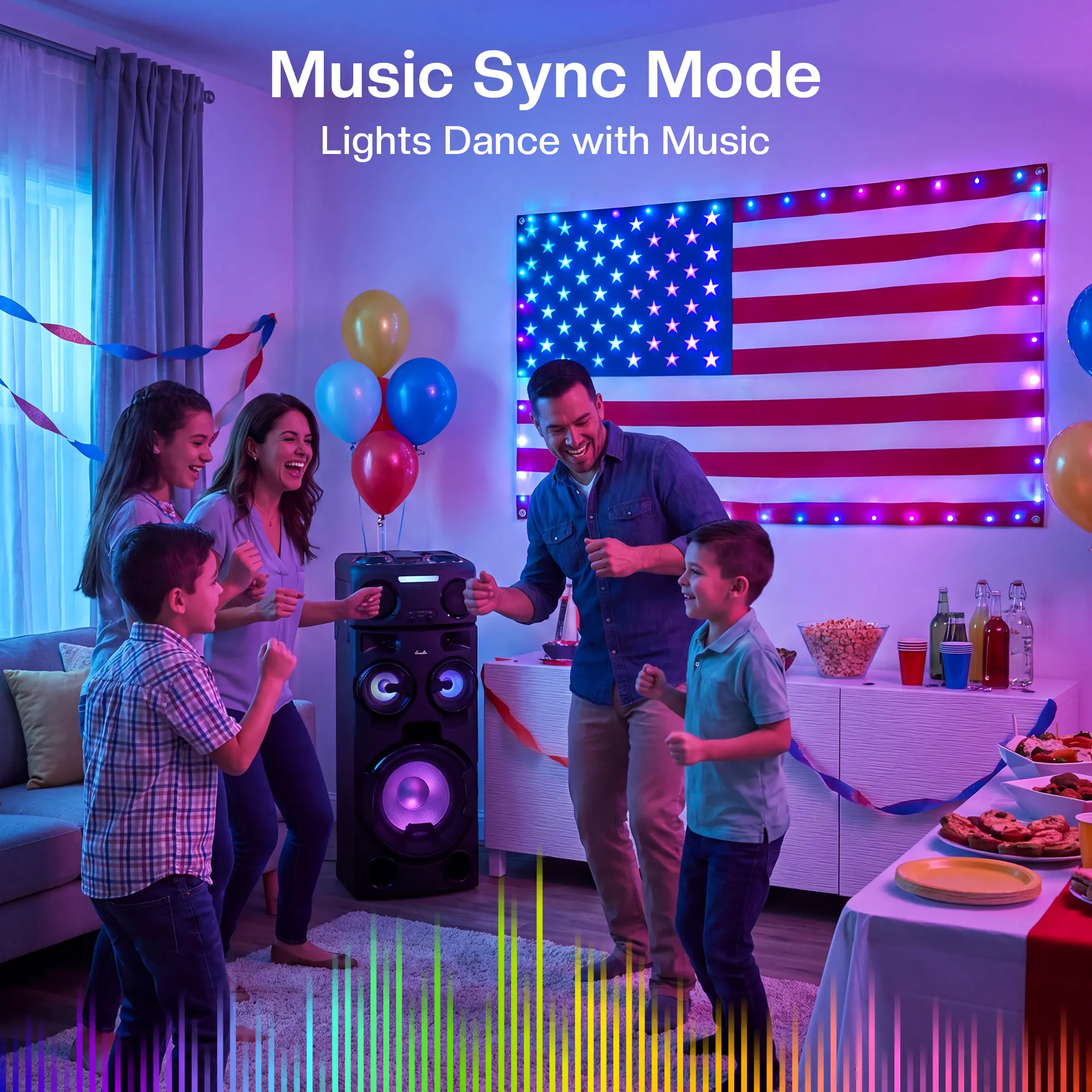 Smart LED American Flag Lights - 3x5 FT Music Sync