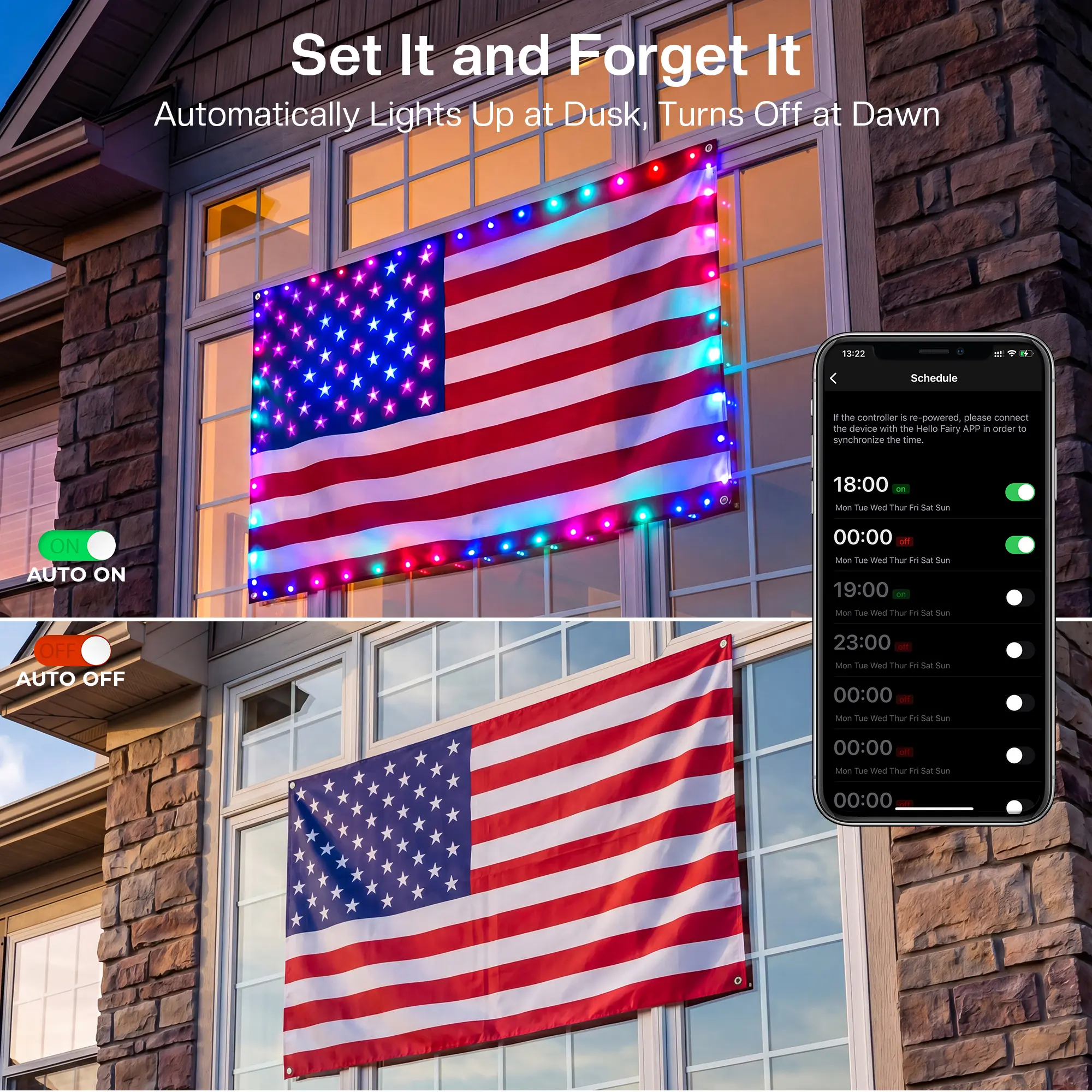 Smart LED American Flag Lights - 3x5 FT Music Sync