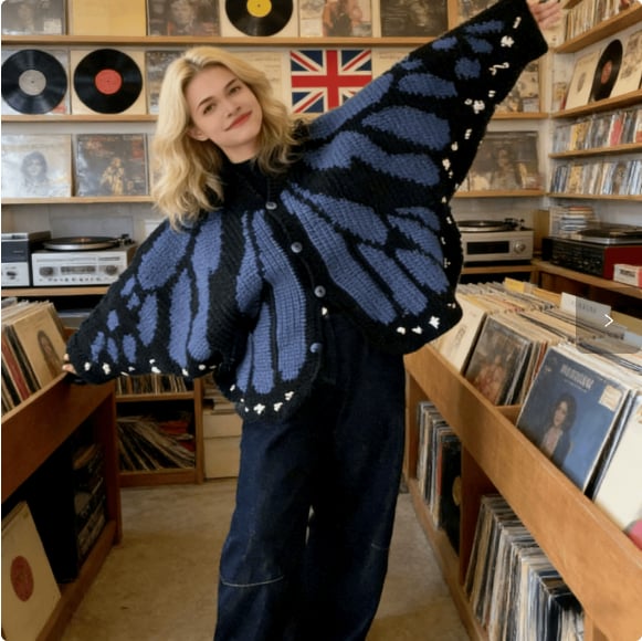 🧶🦋Butterfly Knitted Shawl Cape cardigan Outerwear